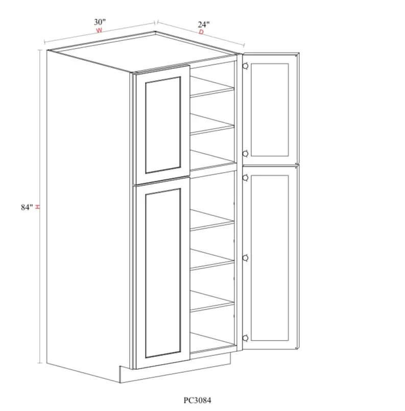 Pantry Cabinet - 30"W x 84"H x 24"D - - 4D
