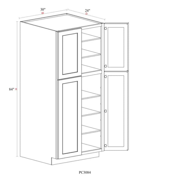 Pantry Cabinet - 30"W x 84"H x 24"D - - 4D