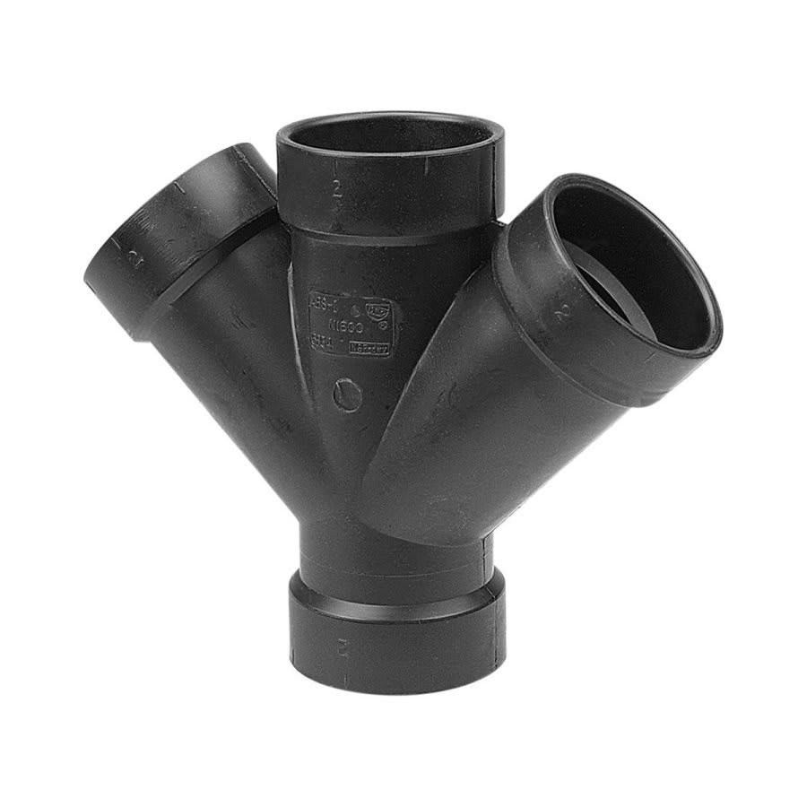 DWV Double Wye, 4 x 2 in, Hub, ABS