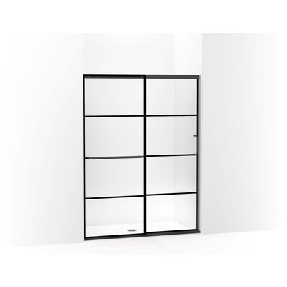 Elate 70-1/2" High x 53-5/8" Wide Sliding Framed Shower Door with Clear Decorative Grid Glass