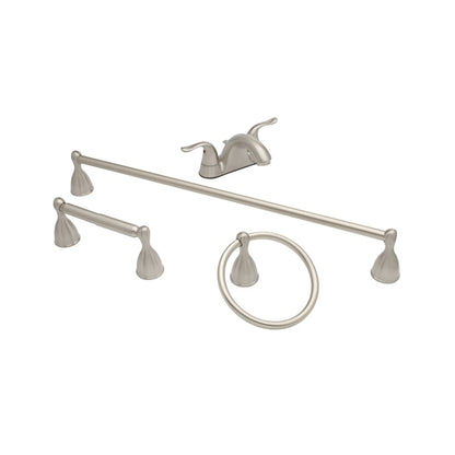 4 Piece Bathroom Faucet Package with 24" Single Towel Bar, Towel Ring and Toilet Paper Holder