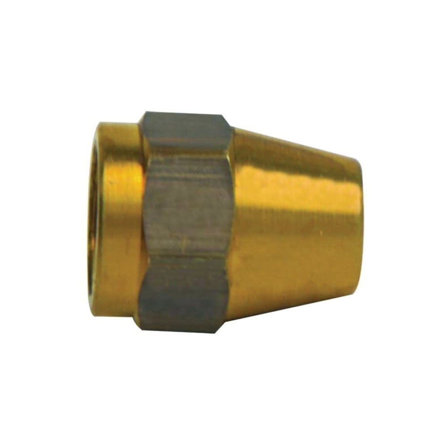 Short Nut, 1/4 in, Flare, Brass, Rough Brass, Domestic