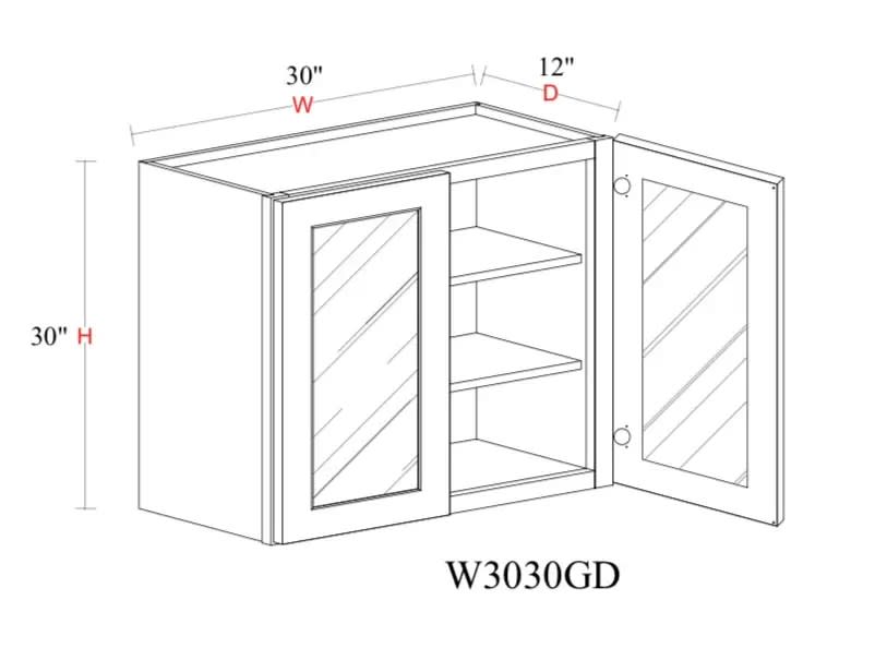 Wall Cabinet - 30"W x 30"H x 12"D Glass Door Only