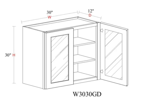 Wall Cabinet - 30"W x 30"H x 12"D Glass Door Only