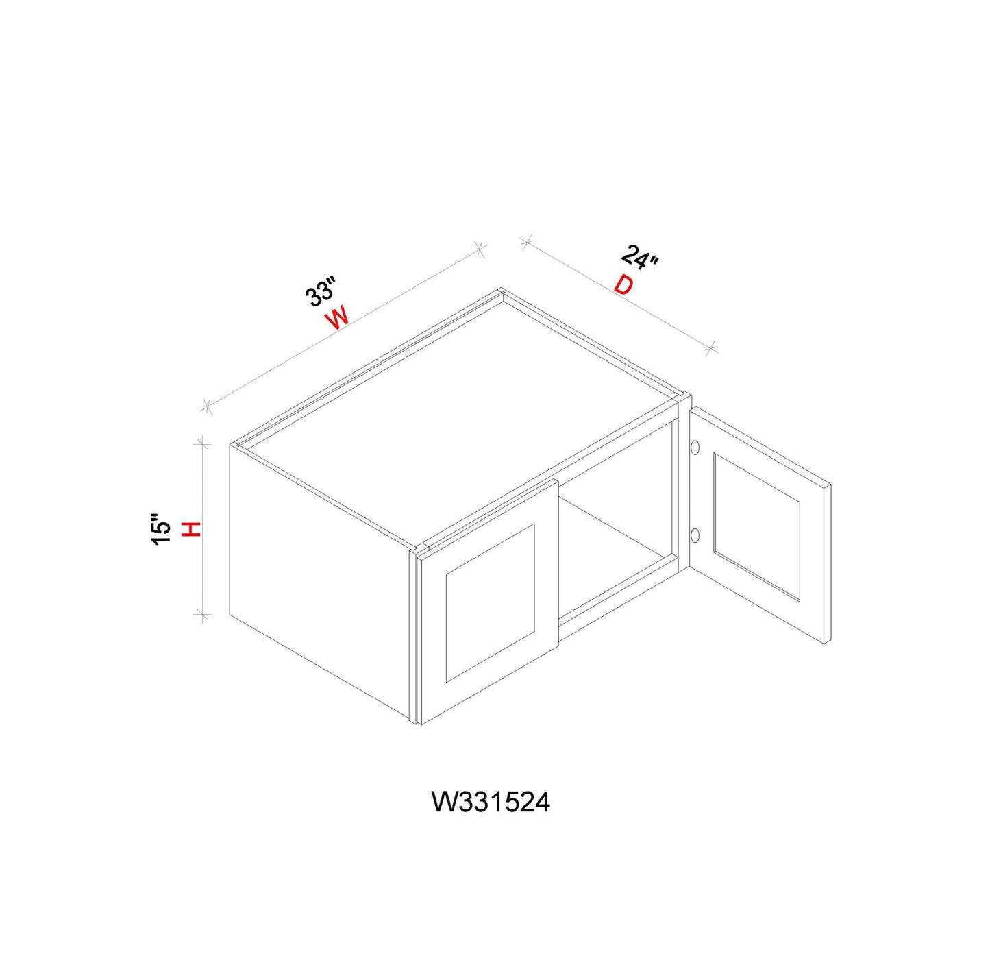 Wall Refrigerator Cabinet - 33"W x 15"H x 24"D