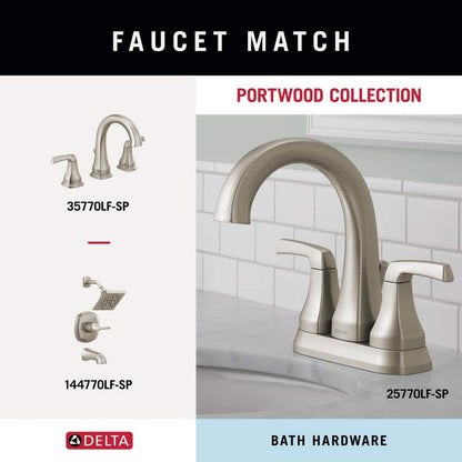 Portwood 3-Piece Bath Hardware Set with 24 in. Towel Bar, Toilet Paper Holder, Towel Ring in Brushed Nickel