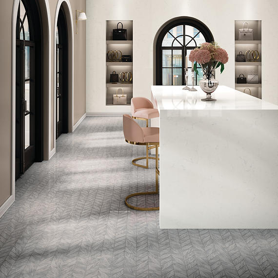 Marble Attache Lavish Stellar Grey Square 24X24 Satin
